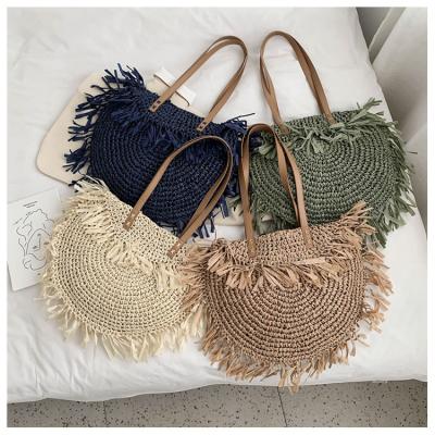 China Ladies Straw Bag Handmade Fashion Straw Tote Beach Bag of 2020 Summers for sale