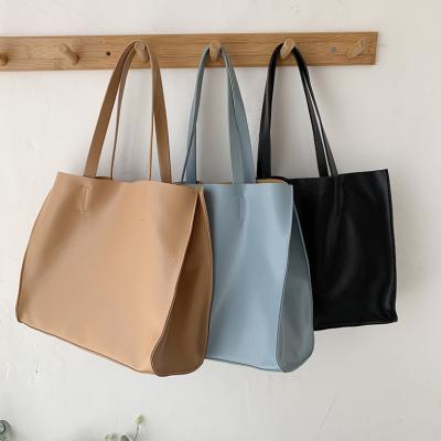 China Fashion OEM Welcomed Women's Large Tote Bag Solid Color Shopping Bag Handbags For Women for sale