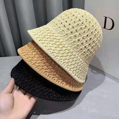 China 2021 Hot Sale Fashion Dobby Knitted Bucket Hat Summer Beach Hats For Women for sale