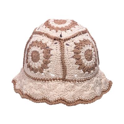 China Korean fashion girls crochet winter knitted hats 2021 women crochet bucket hats for sale