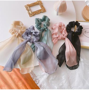 China New Color Designer Plain Tie Fabric Custom Hair Scrunchies Hairband Scrunchy Elastic Hair Band for sale