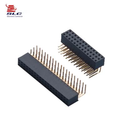 China Female Right Angle PCB Connector 2.54mm Pitch PCB Pin Header Connector for sale