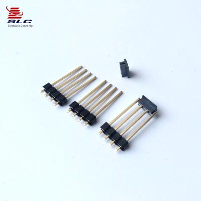 China PCB 2.54mm Pitch Pin Header Connector 4P Single Row Straight Male Connectors for sale