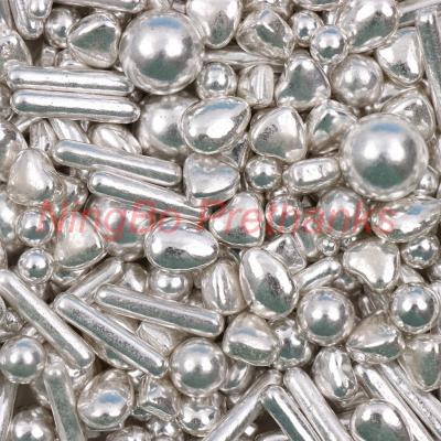 China Silver Sprinkles Mixed Shape Metallic Sugar Bead For Cake Decoration SP005 for sale