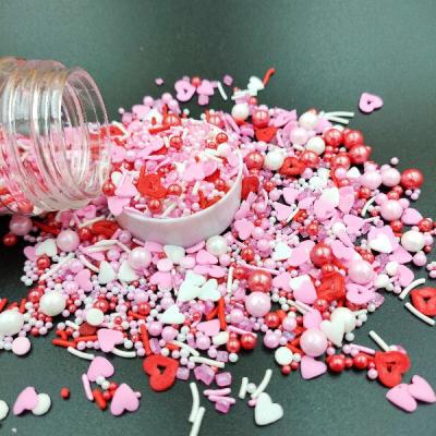 China 1KG Mixed Pink Heart Maker Bulk Packing Sprinkles For Valentines Cake Decoration MX005 for sale