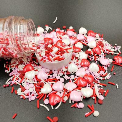 China 1KG 3D Red Heart Bag Package Plant Sprinkles For Valentines Cupcake Decoration MX006 for sale