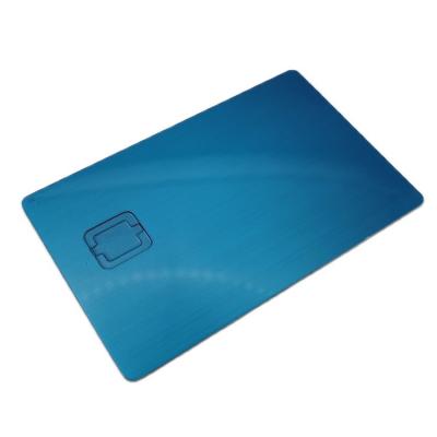 China China Brand New Customizable Metal Credit Card Blue With Chip Slot Brushed Blue Metal Credit Card for sale