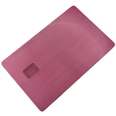 China China Manufacturers Selling Customizable Metal Crafts With Chip Slot Brushed Pink Metal Credit Card for sale