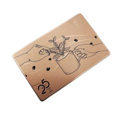 China China Metal Opens Laser Etching Brushed Rose Gold Metal Business Card Membership Card for sale