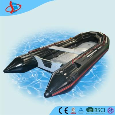 China Big Black Motorized PVC Inflatable Boats Waterproof With Aluminum Bottom for sale