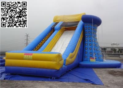 China Blue Exciting PVC Inflatable Products Dry Slip Slide Combo Rock Climbing For Mall for sale