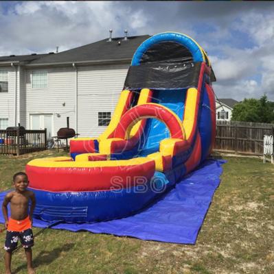 China 0.55+0.4pvc Beach Inflatable Backyard Water Slide For Kids , Bounce House Water Slide for sale