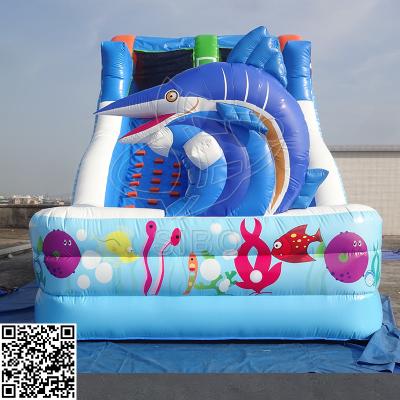 China Marine Style PVC Tarpaulin 0.55mm Double Inflatable Dry Slides Commercial Grade for sale