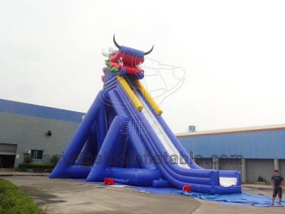 China Large Inflatable Dino Slide Double Long Inflatable Slide At Amusement Park Games for sale