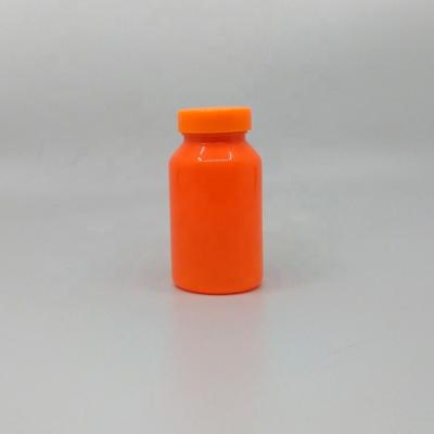 China Bottle Caps Packing Hot Sale 160ml PET Empty Health Care Products Packing Plastic Bottles Pills Capsule Bottles With PS Screw Caps In Orange Color for sale