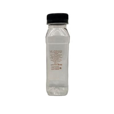 China Beverage/Liquid Packing Square 250ml Shape Beverage Packing Use Empty Transparent PET Plastic Bottles With Black Cpas For Liquid Use for sale