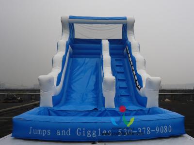 China wavy commercial inflatable water slide with pool made of 18 OZ. pvc tarpaulin from Guangzhou inflatable water slide-39 for sale