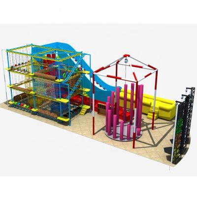 China Imported New Design LLDPE Adventure Good Quality Indoor Wooden Rope Course Equipment For Kids for sale