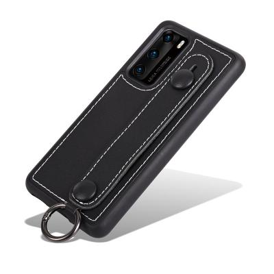 China Custom Logo Shockproof Real Genuine Luxury Leather Phone Case Cover For Huawei P40 Pro Plus With Stand Phone Cover Wholesale for sale