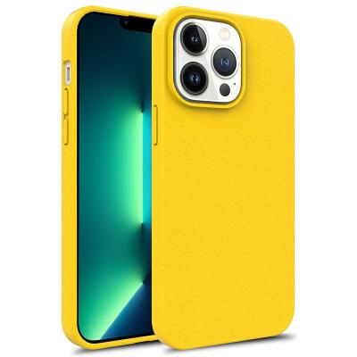 China Non-slip Shockproof Silicone Phone Case For iPhone 13 Eco-Friendly Straw Degradable Phone Case For iPhone 14 15 Pro Max Case TPU Wheat for sale