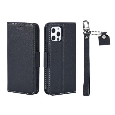 China Wholesale Shockproof Litchi Texture Real Genuine Leather Cell Phone Case For Pro Max Wallet Card Slot Phone Case 15 14 13 12 for sale