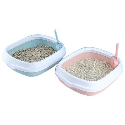 China Durable Clean Cat Litter Box Plastic Litter Tray Kitten Litter Pan Anti-Splash Easy Clean Toilet Shovel Container Bedpan Accessories for sale