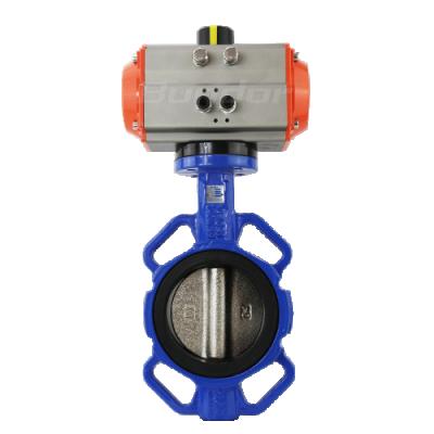 China High Performance Bundor DN50 Ductile Iron Wafer Butterfly Valve With Pneumatic Actuator for sale