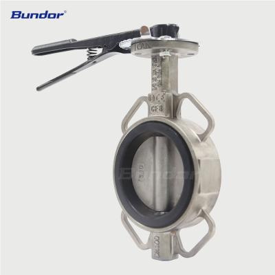 China Easy Installation Bundor Wafer Butterfly Valve Central Rubber Lined Resilient Seated Butterfly Valve for sale