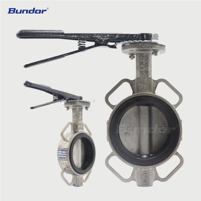 China Easy Installation Bundor 5 Inch PN16 SS304 Body EPDM Jacketed Wafer Pattern Butterfly Valve With Handle For Water And Neutral Liquid for sale