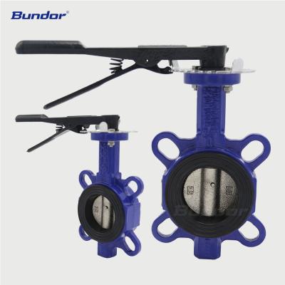 China Bundor line 10K rubber seat DI center high efficiency butterfly valve wafer butterfly valve for oil for sale