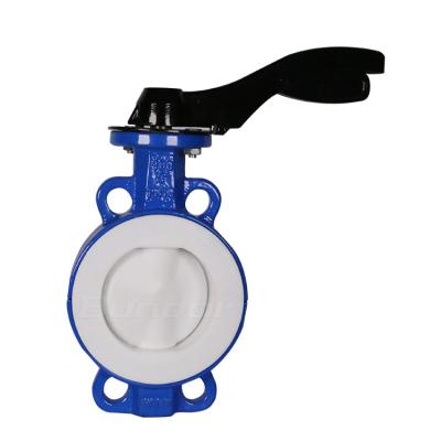 China General Bundor PN10/16 DN50~DN250 Manual PTFE Jacketed 6 Inch Wafer Butterfly Valve for sale