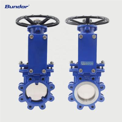 China Bundor DN100 DN150 PN16 class150 WCB ductile iron 150mm slurry knife high efficiency supplier China hook type gate valve for sale