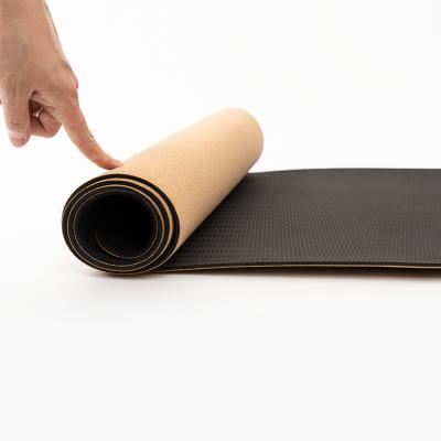 China Non-slip custom size eco-friendly cork pilates mats surface 5mm 4mm 3mm 2mm natural rubber back cork yoga mat for sale