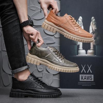 China Fashion Trend Fashion Mens Leather Shoes Heel Low Breathable Shoes Men Casual Shoes 40-44Size for sale