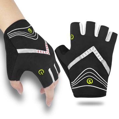 China Custom Cycling Half Finger LED Gloves Motorcycle MTB Road Bike Bicycle Sports Anti-Slip Gloves Bike Half Finger LED Gloves for sale