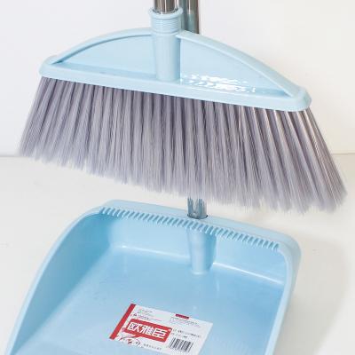 China New Design Home Floor Cleaning Tool Stainless Steel Soft Plastic Handle Broom And Dustpan for sale