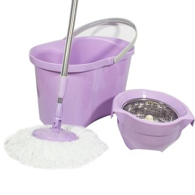 China Sustainable Home Floor Microfiber Spinning Wringer Cleaning Spinning Broom With Bucket for sale