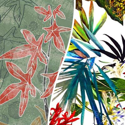 China Wholesale Woven Style Simple Print Fabric Tear-Resistant Custom Design Foliage Pattern (13 Patterns) For Clothing, Bag, ect for sale