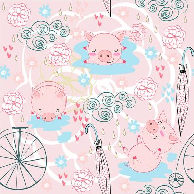 China Wholesale plain high quality animal memory pig cartoon lovely woven&knit pattern digital printed fabrics for jacket,scarf,dress ect for sale