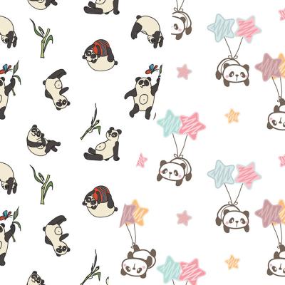 China LOW MOQ LOW MOQ panda simple cartoon woven&knit chiffon digital printed organza fabric Wholesale Custom Tear-resistant cartoon for dress coat ect for sale