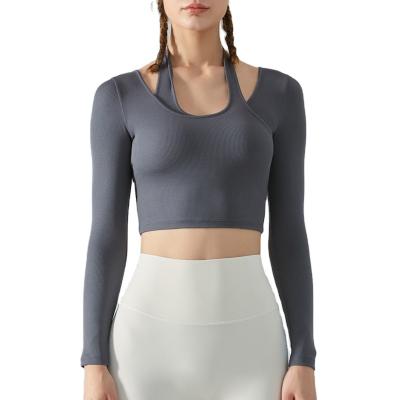 China New Breathable Long Sleeve Sports Wear For Women Gym Sexy Padded Yoga Top for sale