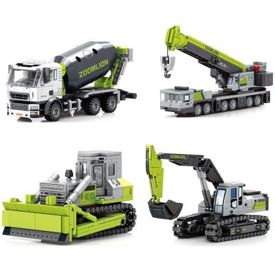 China Construction Toy Stemedu 200+ PCS Mini Concrete Mixing Truck Crane Excavator Building Blocks Construction Toys for Education for sale