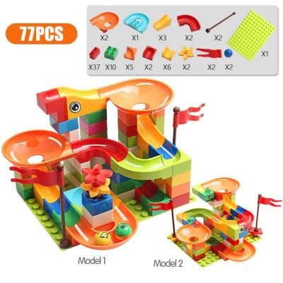 China Construction Toy Stemedu 77PCS Construction Marble Race Run Big Block Maze Balls City Building Block Funnel Slide DIY Bricks Toy For Children for sale