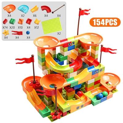 China Construction Toy Stemedu 154PCS DIY Slide Way Marble Race Run Big Block Maze Balls City Building Block Funnel Slide DIY Bricks Toy For Children for sale