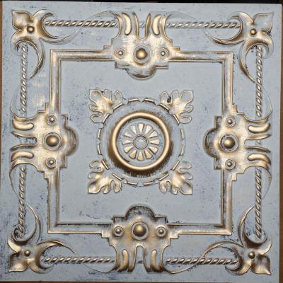 China Artistic Ceilings Ceiling Tile Faux Tin Finished Aged White Gold Color PL29 LASTDECOR for sale