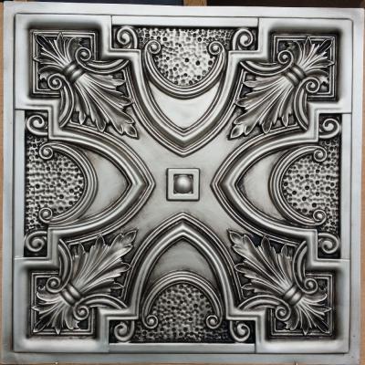 China PL11 Artistic Ceilings Faux Tin Finishes Embossing Antiques 3D Silver Ceiling Tiles for sale