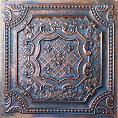 China Artistic Faux Tin Ceilings PL04 ​​Artistic Aged Red Copper Ceiling Tiles Nightclub Wall Panel for sale