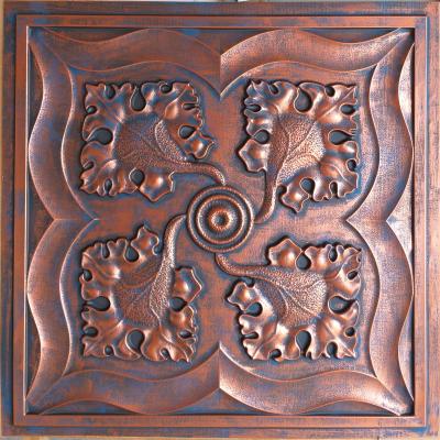 China Artistic Faux Ceilings Tin Ceiling Tile Painting Copper Color Rustic Ceiling Panels PL64 for sale