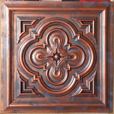 China Artistic Faux Ceilings Tin Ceiling Tile Painting Copper Color Rustic Ceiling Panels PL36 for sale