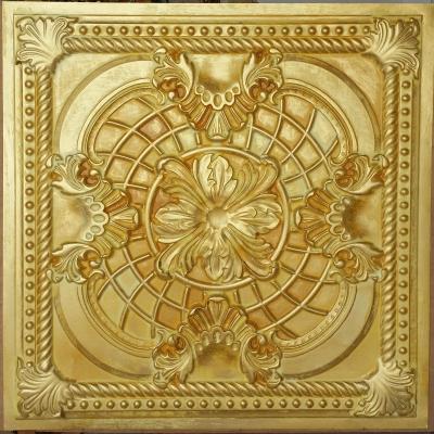 China Artistic Ceilings Plastic Faux Ceiling Tile Tin Painted Bar Gold Wall Panels PL31 LASTDECOR for sale